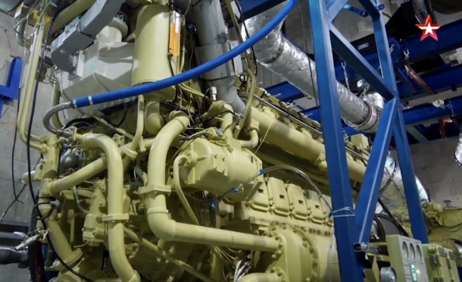 Кадры испытаний газотурбинных установок для новейших кораблей ВМФ России